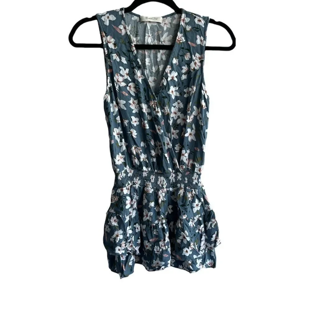 Mustard Seed Blue Floral Tunic Top